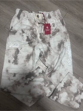 Darc Sport Tie-Dye Sweatpants in White and Gray